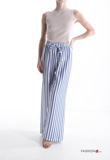 Pantalone in Cotone wide leg Fantasia righe con elastico - ph 5