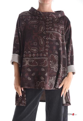 Graphic Print asymmetrical with collar Long sleeved top - ph 1
