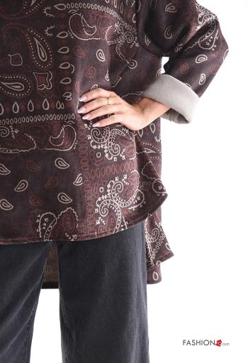 Graphic Print asymmetrical with collar Long sleeved top - ph 4