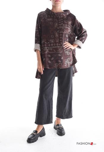 Graphic Print asymmetrical with collar Long sleeved top - ph 5