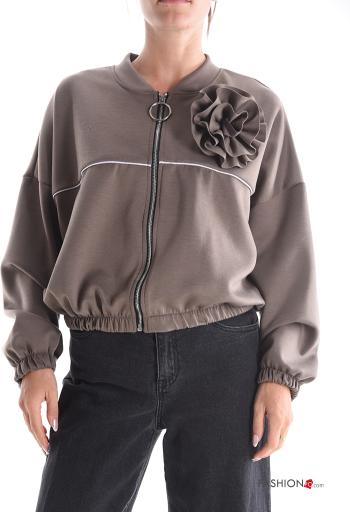 Bomber maniche lunghe con zip con elastico