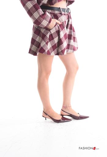 Pantaloncino Short in Cotone Fantasia tartan con elastico con cintura con tasche - ph 3