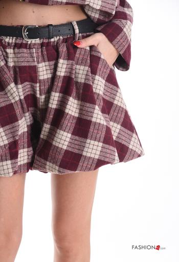 Pantaloncino Short in Cotone Fantasia tartan con elastico con cintura con tasche - ph 4