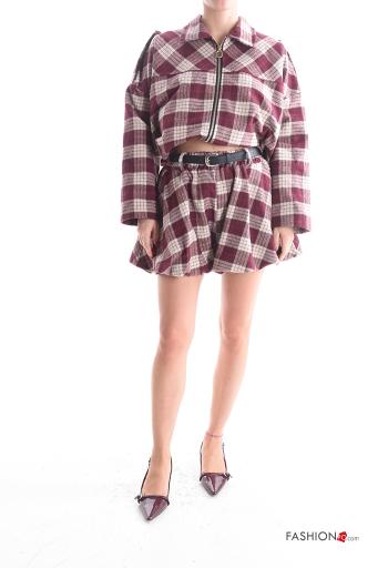 Pantaloncino Short in Cotone Fantasia tartan con elastico con cintura con tasche - ph 5