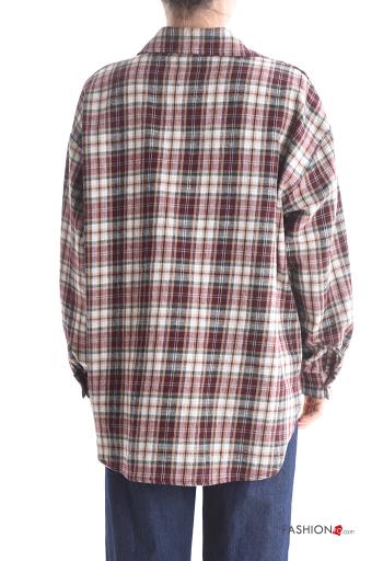 Camisa de Algodón manga larga con cuello Estampado tartán con botones - ph 2
