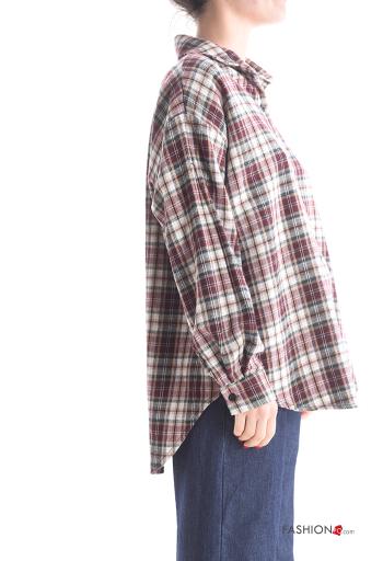 Camisa de Algodón manga larga con cuello Estampado tartán con botones - ph 3