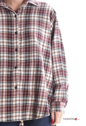 Camisa de Algodón manga larga con cuello Estampado tartán con botones - ph 4