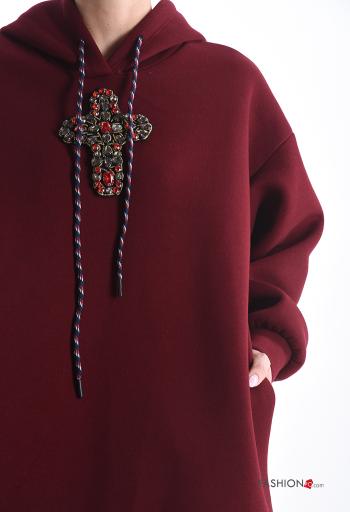 Felpa in Cotone maniche lunghe con strass con cappuccio - ph 4
