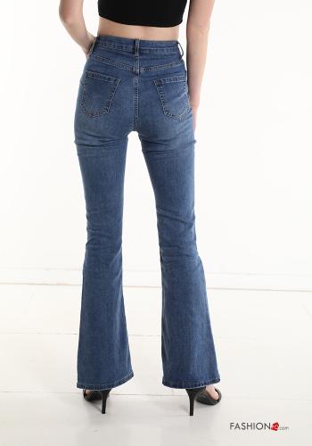 flared high waist Cotton Jeans with pockets - ph 2