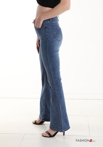 flared high waist Cotton Jeans with pockets - ph 3