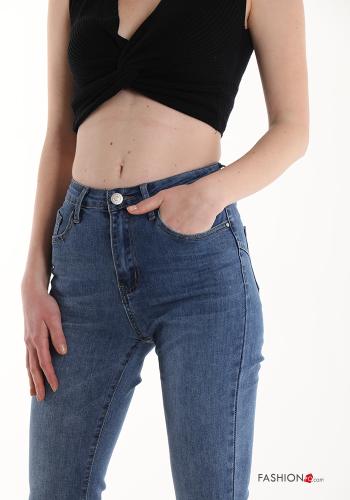 flared high waist Cotton Jeans with pockets - ph 4
