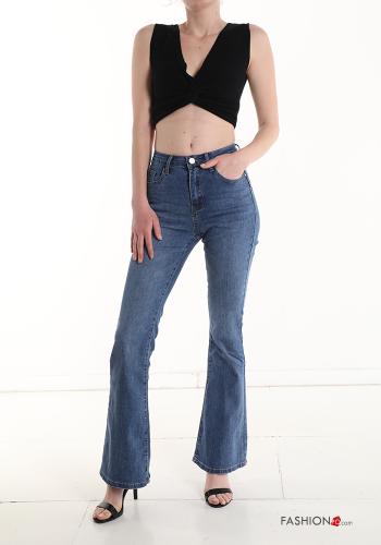 flared high waist Cotton Jeans with pockets - ph 5