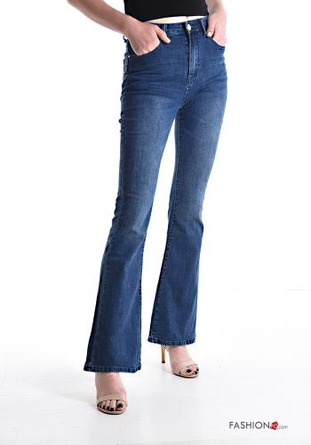 Jeans in Cotone a zampa con tasche