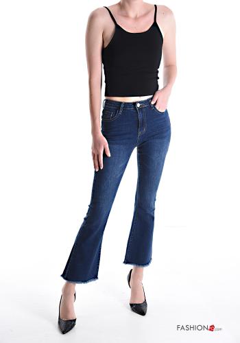 Jeans in Cotone a zampa con tasche con frange - ph 5