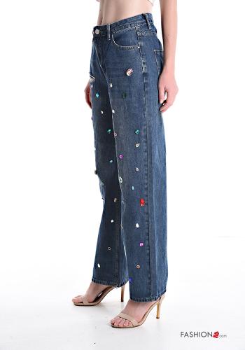 Jeans in Cotone con tasche con strass - ph 3