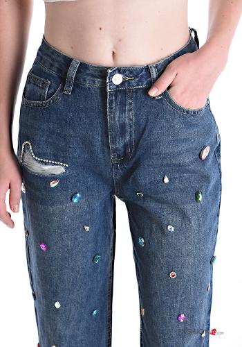 Jeans in Cotone con tasche con strass - ph 4