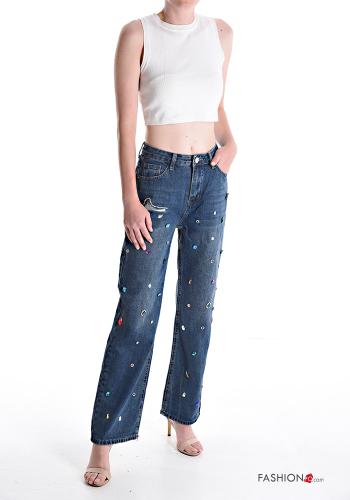 Jeans in Cotone con tasche con strass - ph 5
