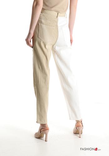 Jeans in Cotone strappati a collo alto con tasche - ph 2