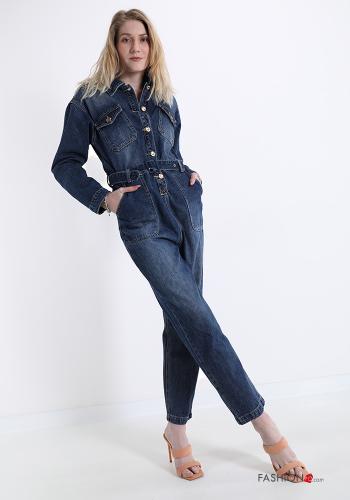 Denim Overall aus Baumwolle mit Knöpfen mit Taschen - ph 1