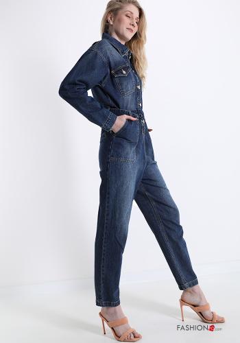 Denim Overall aus Baumwolle mit Knöpfen mit Taschen - ph 3