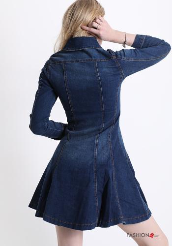 Abito chemisier in Cotone denim con bottoni con tasche - ph 2