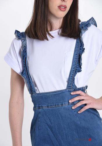 Denim Latzhose aus Baumwolle mit Volants - ph 3