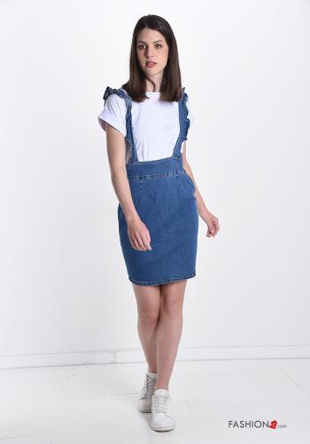 Denim Latzhose aus Baumwolle mit Volants - ph 4