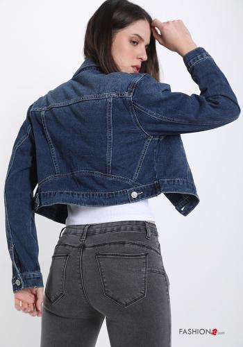 Giacca in Cotone denim con bottoni con tasche - ph 2