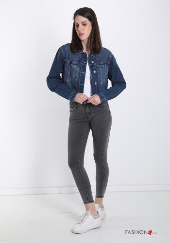 Giacca in Cotone denim con bottoni con tasche - ph 5