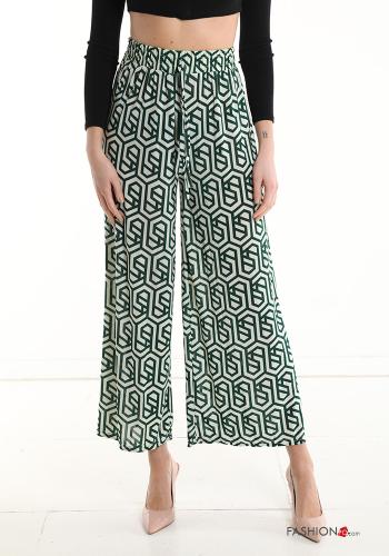 Pantalon wide leg à Imprimé Géométrique avec coulisse avec élastique - ph 1