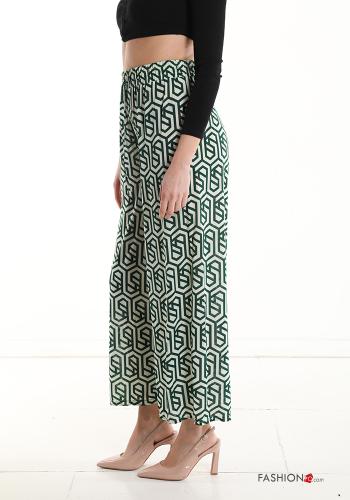 Pantalon wide leg à Imprimé Géométrique avec coulisse avec élastique - ph 3