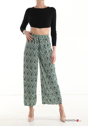 Pantalon wide leg à Imprimé Géométrique avec coulisse avec élastique - ph 5