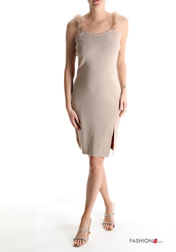 Robe Sans Manches en Coton à genoux avec plumes avec fonte - ph 1