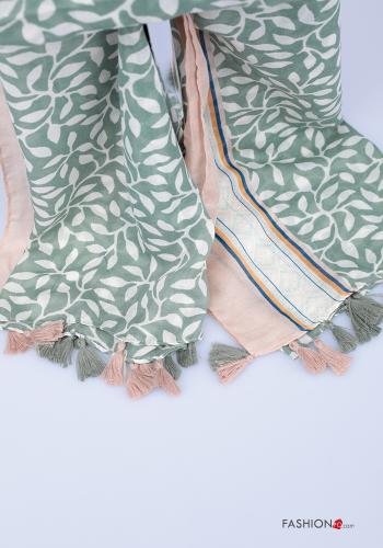 Scarf  with fringes Natural print - ph 3