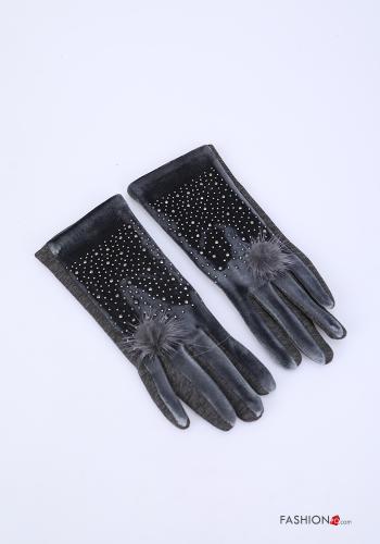 Conjunto de 12 pares Guantes de Terciopelo con brillantes - ph 1
