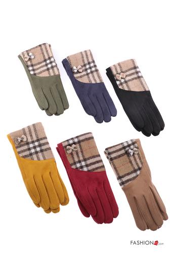 Set 12 paia Guanti Fantasia tartan con fiocco - ph 1