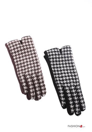 Set mit 12 Paar Hahnentritt Muster Handschuhe