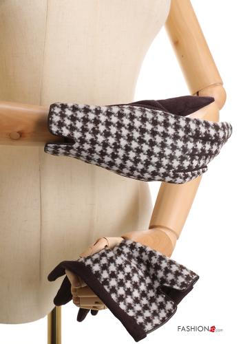 Set mit 12 Paar Hahnentritt Muster Handschuhe - ph 2