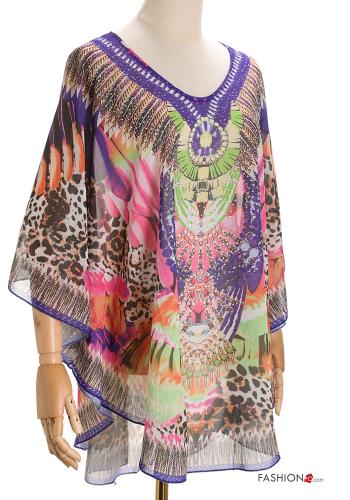 Copricostume maniche corte Fantasia animalier scollo a V - ph 1