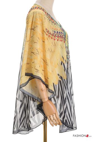 Bedrucktes kurze ärmel Strandkleid mit V-Ausschnitt - ph 3