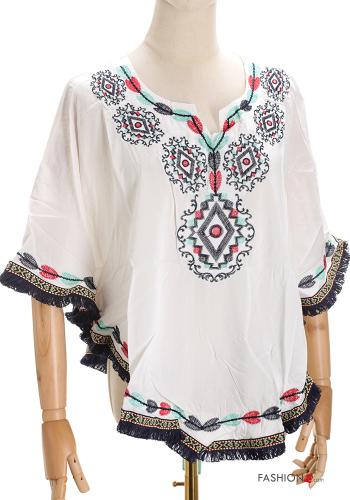 Embroidered Cover up with fringe
