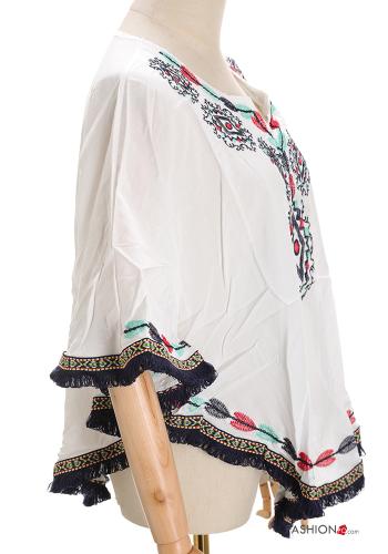 Besticktes Muster Strandkleid mit Fransen - ph 3