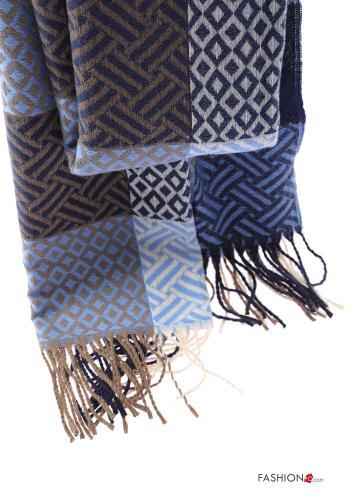 Geometric pattern Scarf with fringe - ph 4