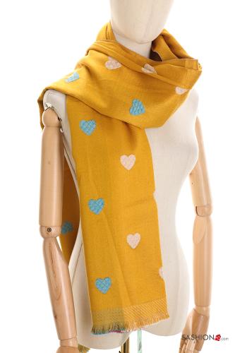 heart motif Scarf with fringe