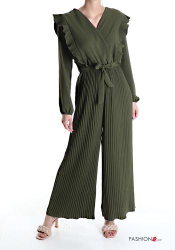 pleated Jumpsuit with bow with v-neck - ph 1