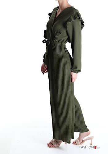 pleated Jumpsuit with bow with v-neck - ph 3