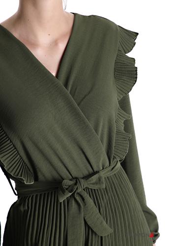 pleated Jumpsuit with bow with v-neck - ph 4