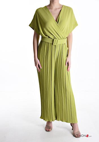 Jumpsuit plissé maniche corte con elastico con cintura scollo a V - ph 1