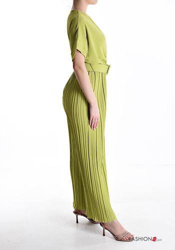 Jumpsuit plissé maniche corte con elastico con cintura scollo a V - ph 3