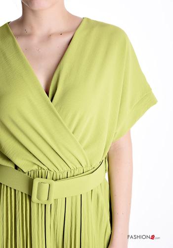 Jumpsuit plissé maniche corte con elastico con cintura scollo a V - ph 4